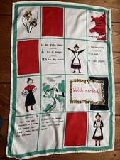 Vintage 1950s Linen Mix Tea Towel Welsh Rarebit 