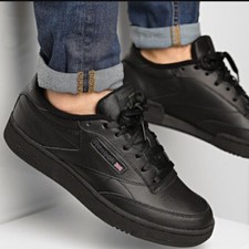 Men's Reebok Classic Club C 85 Trainers Sneaker Leather Black Shoe RRP £90