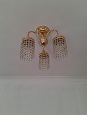 Five Vintage Brass ceiling & wall pendant light fitting. 3 centre &2 wall lights