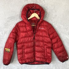 Champion Jacket Kids Youth 9-10Yrs Full Zip Padded Hooded Lightweight Red 