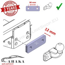 Towbar Tow Ball Spacer Block Plate - 12 mm thickness 1/2” - 2 hole 90 mm spacing