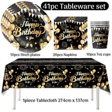 Birthday tablecloth Black and