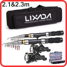 1.8/2.1M Telescopic Fishing One Rod & Reel Combo Set Carbon Fiber