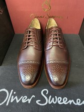 OLIVER SWEENEY, BRAND NEW, SIZE 8 , BURGUNDY MILLED LEATHER, OXFORD SEMI BROGUE
