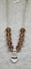 Silver Tone Crystal Bead Heart