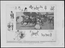 1900 Antique Print - LONDON Richmond Old Deer Park Royal Horse Show Sulky (403)