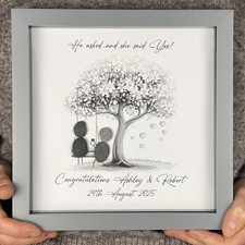 Personalised Engagement Pebble Art Gift Proposal Keepsake Present Silver Swing