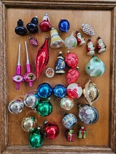 Vintage Glass Christmas Bauble X 12 Mixed Selection Good Used Condition