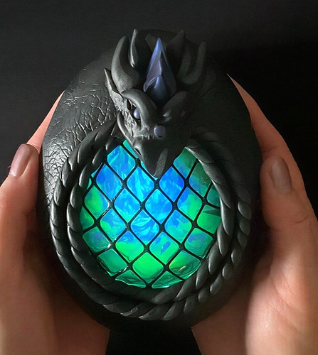 Dragon egg light night - dragon, light,
