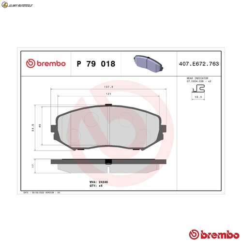 Brake pad set - disc, p