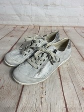 PAVERS Women’s Casual Dual Fasten Grey/Silver Snakeskin Trainers Size 5 EUR 38