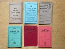 Collection Of 6 Vintage Unused Rover Senior Wolf & Cub Scout Membership Cards.