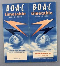 BOAC AIRLINE TIMETABLE OCTOBER 1959 ROUTE MAP B.O.A.C. COMET 4 BRITANNIA DC-7C