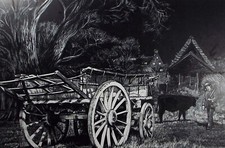 Etching on Scraperboard 'Cart