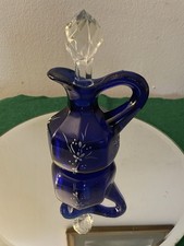 Lovely Bristol Blue Glass Jug Signed and Dated