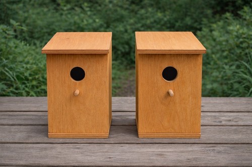 Wooden garden bird houses - wooden,