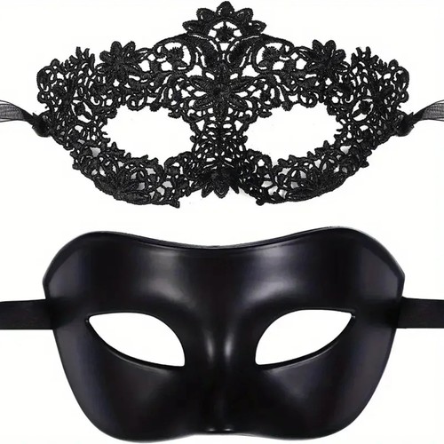 2pcs black lace - black, masquerade