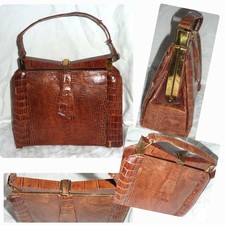 CROCODILE VINTAGE HANDBAG CIRCA 1940's - GOOD ORDER