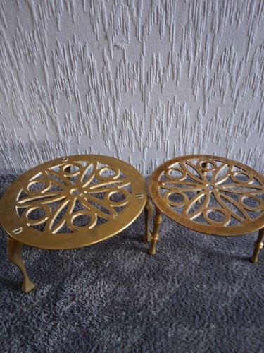 Vintage brass trivet pot - trivet,