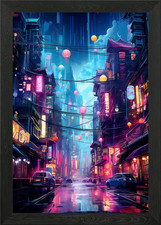 Night City Landscape Framed