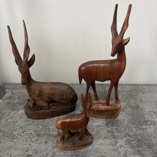 3pc vintage Wooden Gazelle