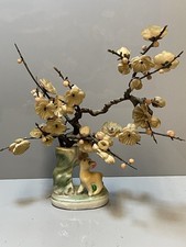 Vintage Artificial Bonsai Tree Faun Vase Kitsch 