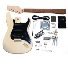 DIY ST Beginner Guitar Kit | Basswood Body H-S-S Pickup | Black Pickguard
