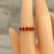 9ct Yellow Gold Five Stone 1ct Fire Opal Ring, UK size O, EU size 54 1/2