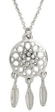 DREAM CATCHER Charm Pendant NECKLACE lightweight Delicate Chain SILVER Tone 