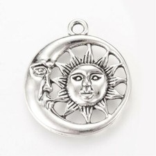 Tibetan Silver Charms Sun Moon