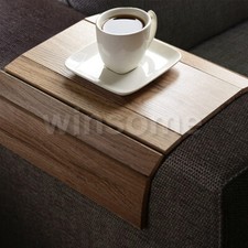 Flexible Wooden Sofa Arm Tray Drink Snack Holder Serving Table Armchair Tray