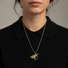 Hallmarked Sterling Silver  Bee Bumblebee Pendant Necklace FREE STEEL CHAIN