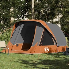 KOVOL 6 Person Family Tent Waterproof Cabin Camping Shelter Grey Orange
