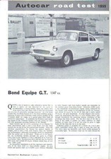 Bond Equipe GT Period Road Test Reprinted from The Autocar 1964