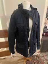 Zara Men's Navy Slim Fit Quilted utilityJacket With Faux Leather Lapels Size L 