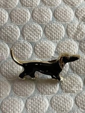 Black With Gold Tone Dachshund Dog Pin Brooch 