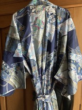 New Yukata Kimono Japanese, Belted, Blue Flowers (RRP £40) From Nara Japan