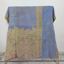 Authentic Indian Handmade Vintage Kantha Quilt Cotton Bedspread Throw Blanket