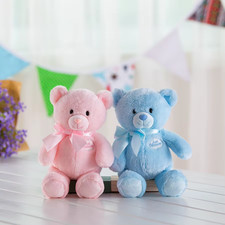 1 Plush Super Soft Teddy Bear Cuddly Toy Baby Girl Boy Gift Ribbon Pink/ Blue