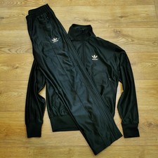 Adidas Tracksuit Jacket Bottoms Mens S Small Black Gold SST Firebird Trefoil