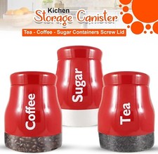 SET OF 3 TEA COFFEE SUGAR KITCHEN STORAGE CANISTERS JARS POTS FOOD CONTAINERS UK