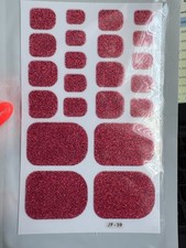 TOE NAIL WRAPS - PEEL OFF AND STICK GORGEOUS  RED  GLITTER JF-30