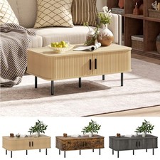 Coffee Table with Storage and Sliding Doors for Living Room