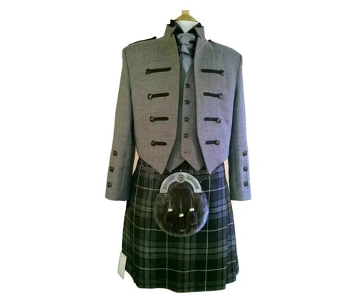 Scottish gray kilt jacket - jacket, &