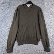 Schoffel Jumper Mens Large Dark Green Wool Cashmere Knit V Neck Shooting Hunting