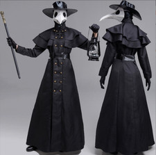 Cosplay Plague Doctor Costume Adults Black Death Halloween Fancy Dress Outfits
