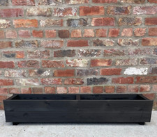 Large Plant Pot Trough Planter Outdoor Balcony Tub Black Heavy Duty