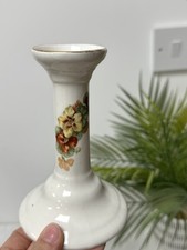 Vintage Foreign Bone China Hibiscus Floral Candlestick