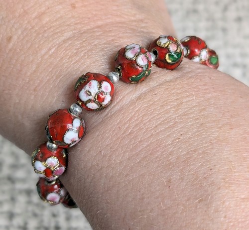 Vintage red cloisonne enamel - red,