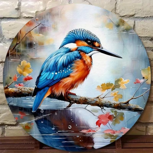 Metal kingfisher garden plaque - metal,